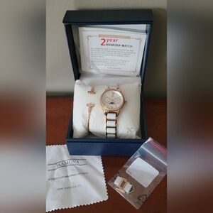 Gold and White Watch with Jewelry Set